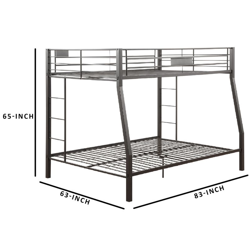 Metal Full XL/Queen Bunk Bed, Black Sand-Benzara