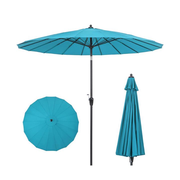 Hivvago 9 Feet Round Patio Umbrella with 18 Fiberglass Ribs