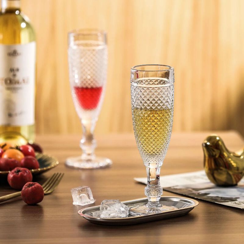 Hivvago Chroma Clear Champagne Flutes Glass (5.1 oz. set of 6)