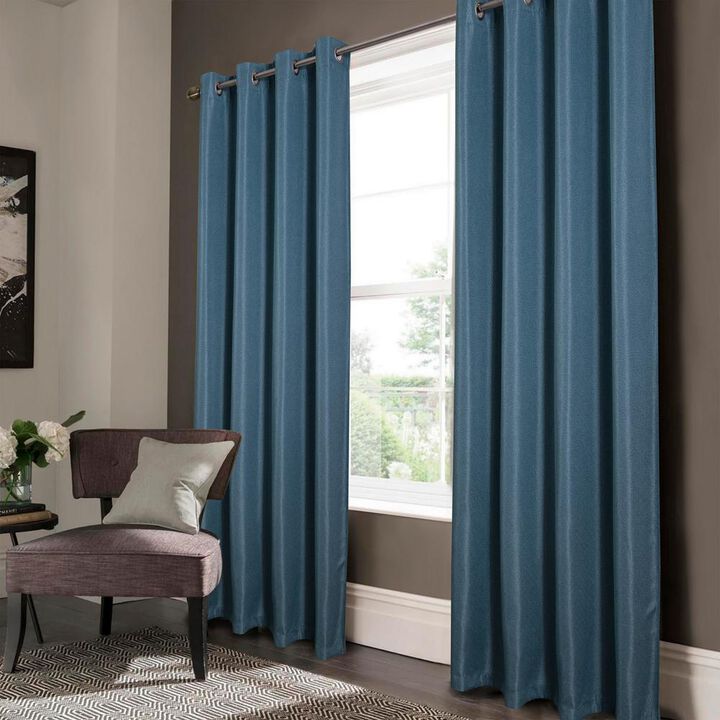 Oliva Gray Lucas Jacquard Blackout Grommet Panel - Teal