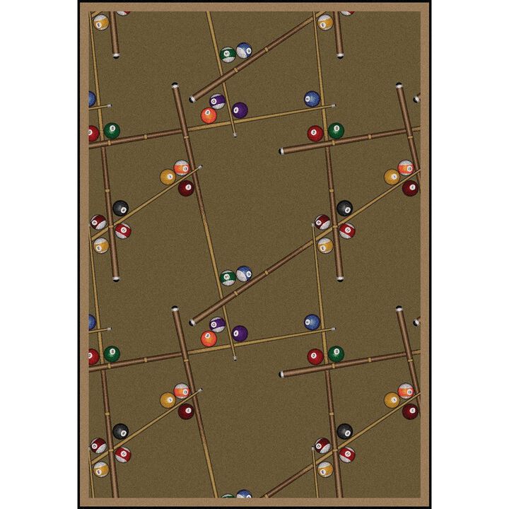 Joy Carpets Games People Play Snookered 7'8 x 10'9 Area Rug in Color Dark Dust