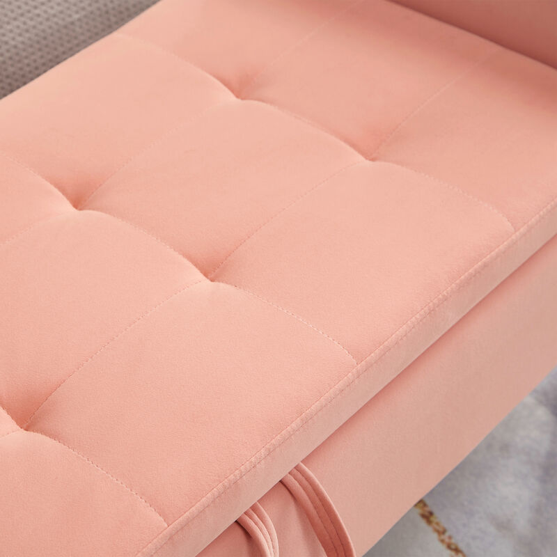 51.5" Bed Bench With Storage Pink Velvet