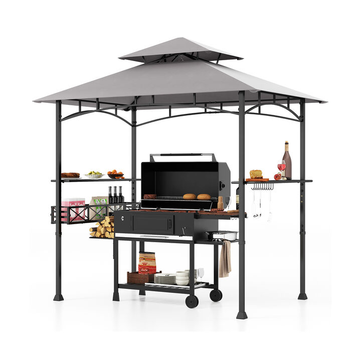 Outdoor Grill Gazebo with 2 Side Shelves and 20 Hooks