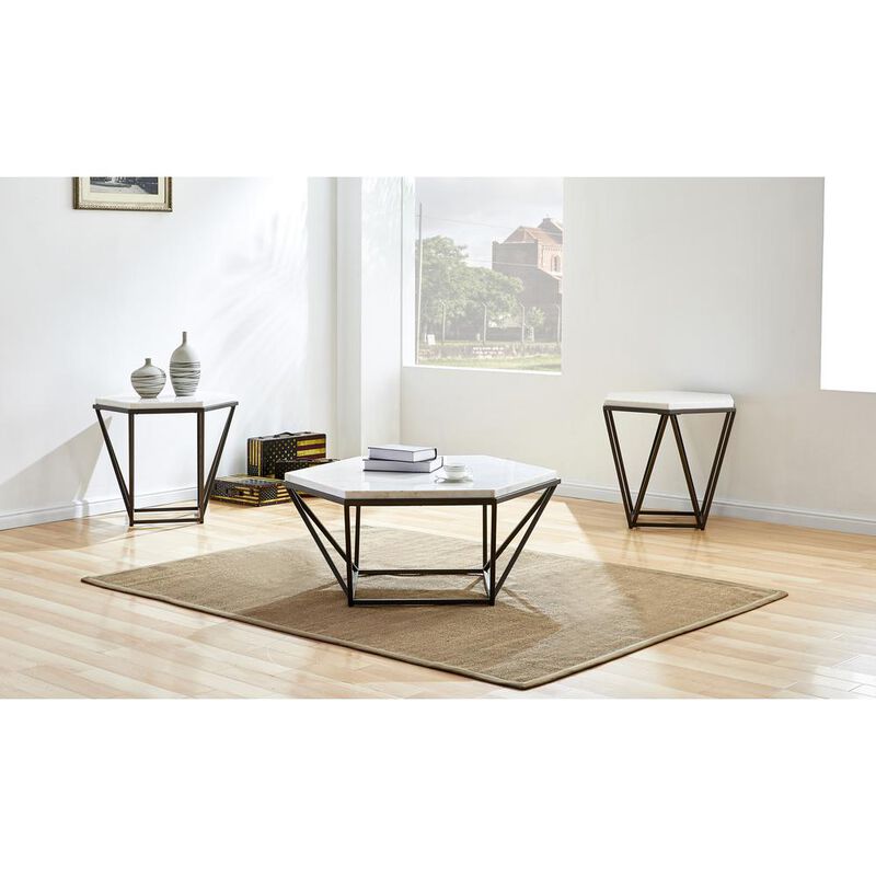 Corvus White Marble Top End Table