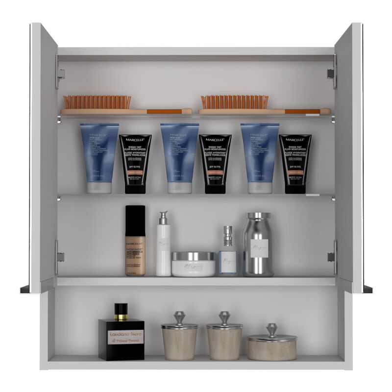 DEPOT E-SHOP Tatacoa Mirror Medicine Cabinet, One Open Shelf, Three Interior Shelves, Black