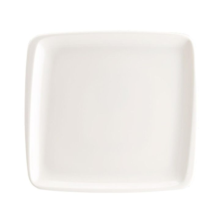 Moove 10.5" x 10" Square Warm White Porcelain Plate