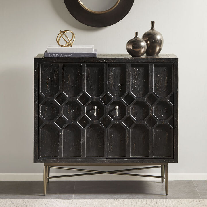 Gracie Mills Alley Hand-Carved 2 Door Accent Cabinet