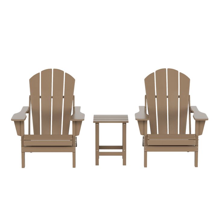 WestinTrends 3-Piece Outdoor Patio Adirondack Chairs with Side Table Set