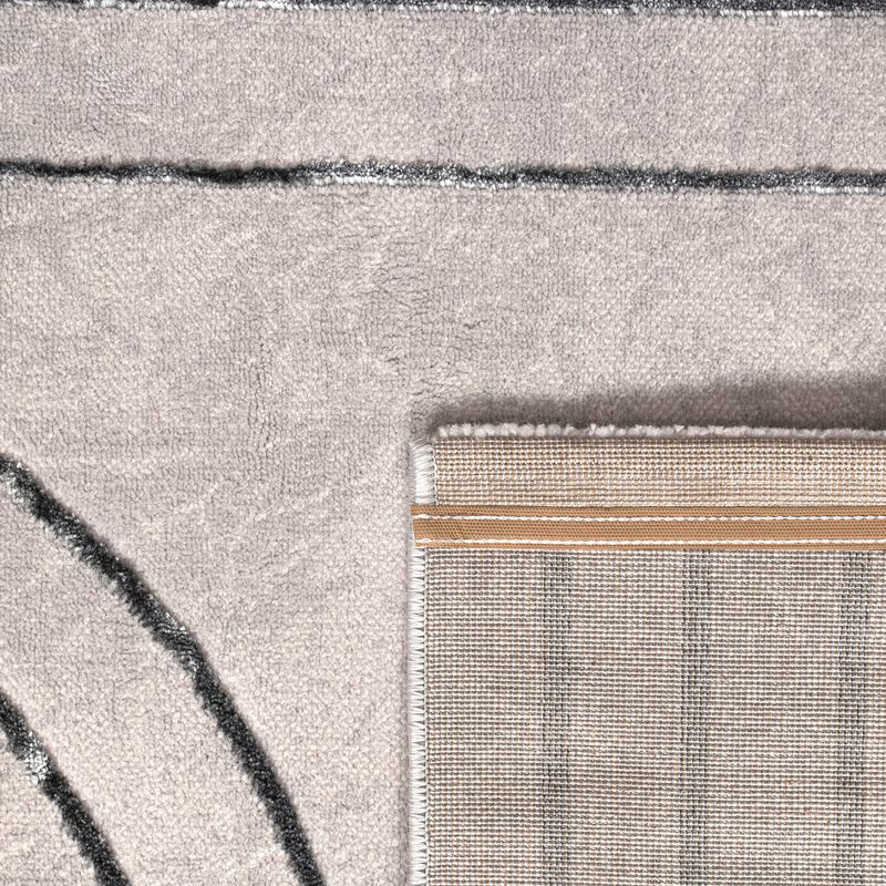 Modern Rug with Bohemian Arch Pattern in Beige Grey