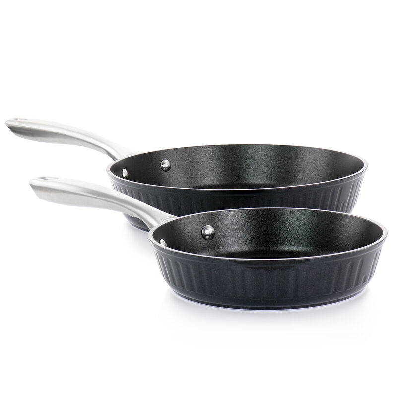 Kenmore Logan 10 Piece Aluminum Nonstick Cookware Set in Black with Wood Utensils