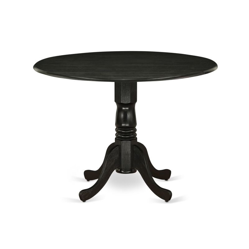 East West Furniture East West Furniture DMGA3-ABK-50 3 Piece Dining Set Contains 1 Drop Leaves Table and 2 Dark Gotham Grey Linen Fabric Dining Chairs Button Tufted Back with Nail Heads - Wire Brushed Black Finish