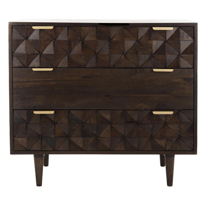 Safavieh Zinnia 3 Drawer Chest , Walnut