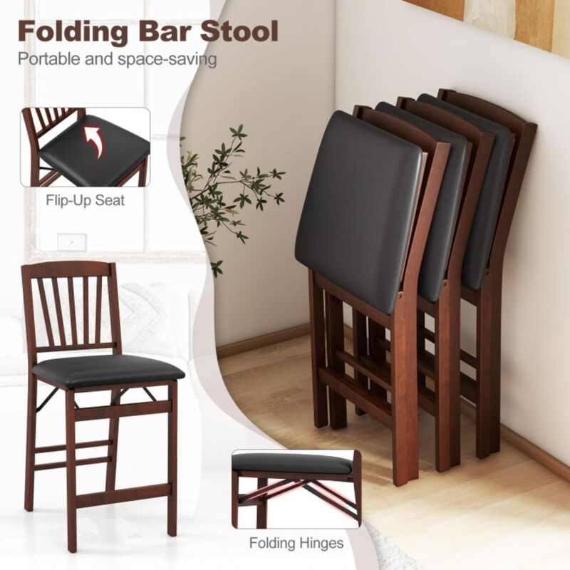 Hivvago Set of 2 Counter Height Chairs Folding Kitchen Island Stool with Padded Seat