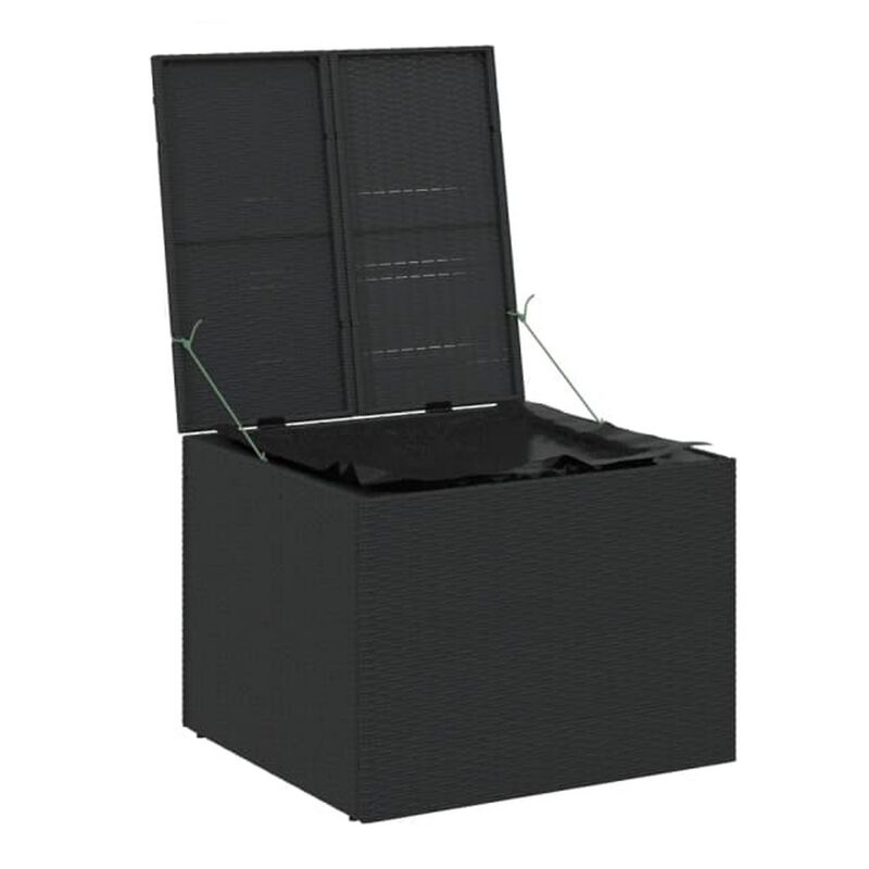 Outdoor Storage Box, Water Resistant Inner Bag 32 Inch Black PE Rattan - Benzara