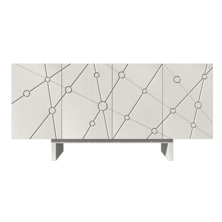Clihome 63"Sideboard Buffet Cabinet with Adjustable Shelf,Brown Bead