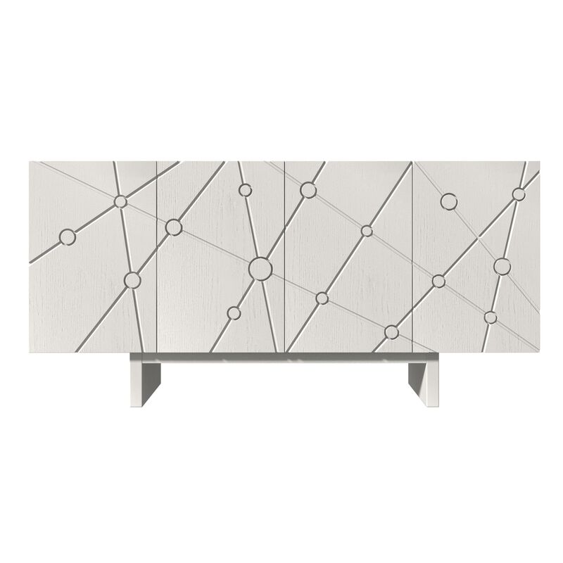 Clihome 63"Sideboard Buffet Cabinet with Adjustable Shelf,Brown Bead