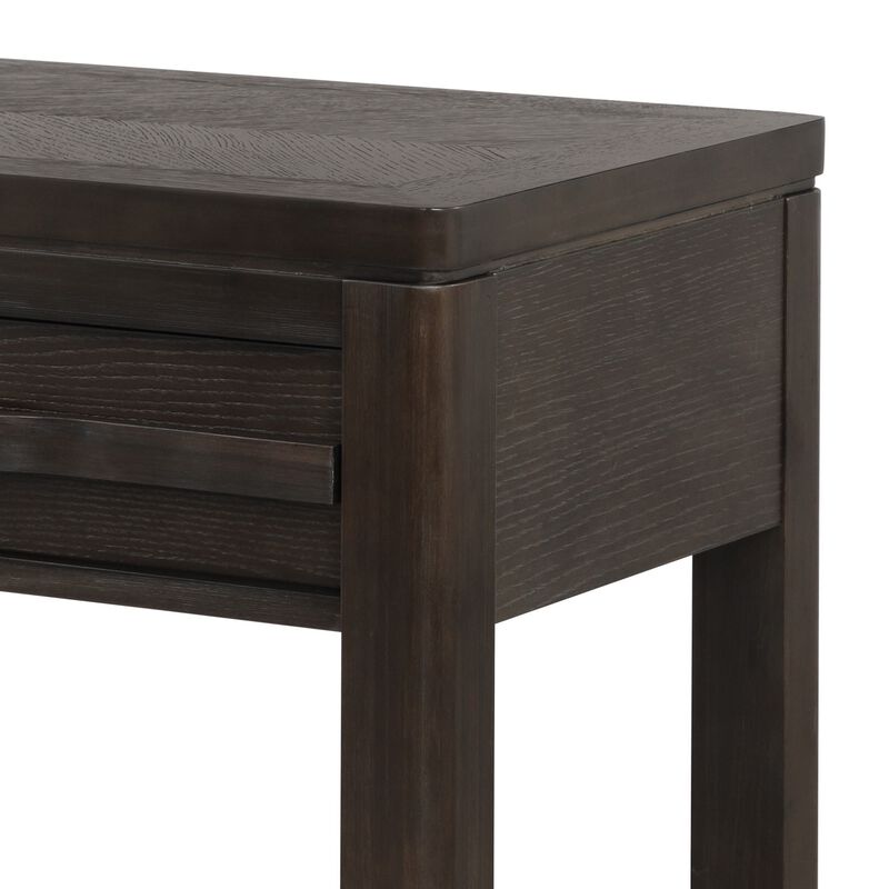 Joni 48 Inch Side Console Table, Acacia Wood, 2 Drawer, 1 Shelf, Espresso-Benzara