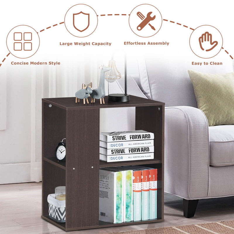 3-Tier Side End Table with Storage Shelves