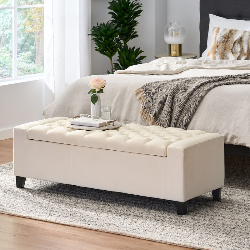 Merax Fabric Upholstered Storage Ottoman for Living Room, Bedroom