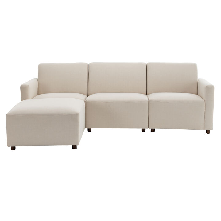 Duvall 4 Piece Modular Sofa - Natural Performance Fabric with Recycled Polyester