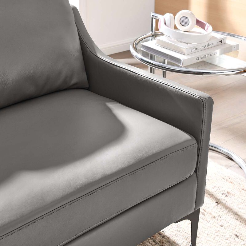 Corland Leather Loveseat Gray