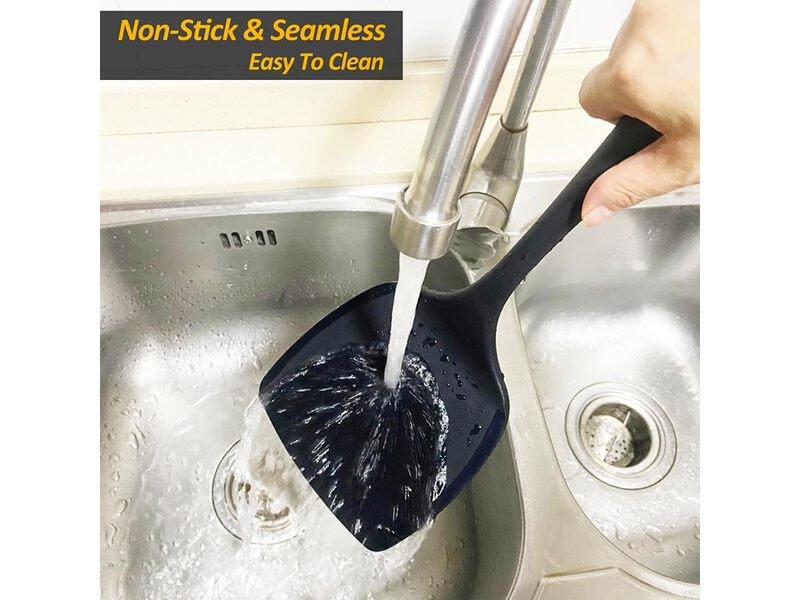 Vovoly Silicone Pancake Spatula Turner with Lengthened Handle& Seamless Design