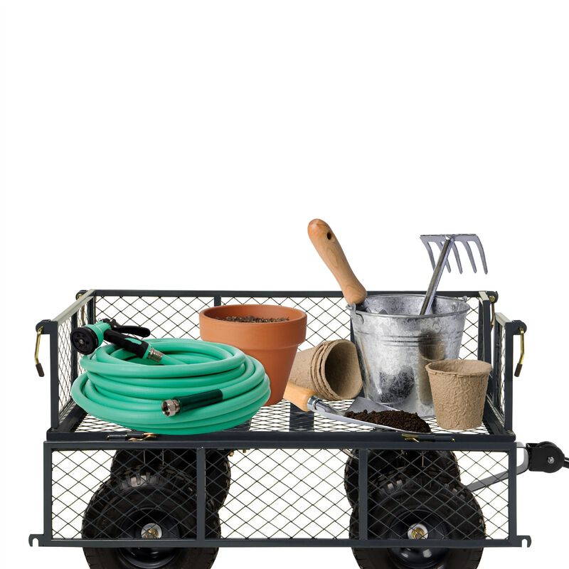 Heavy Duty Steel Garden Utility Cart Wagon with Removable Sides