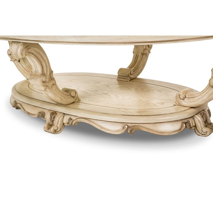 Michael Amini Platine de Royale Oval Cocktail Table - Champagne