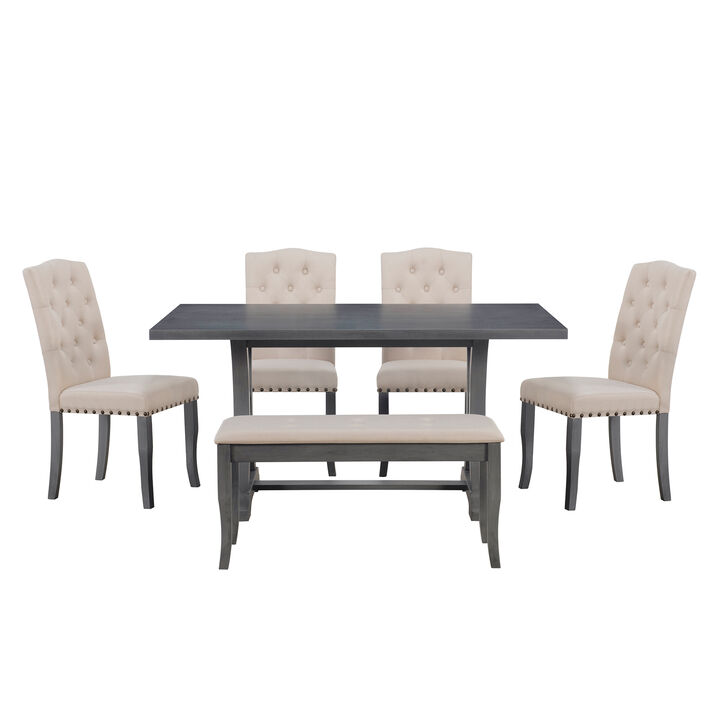 Merax 6-Piece Farmhouse Dining Table Set