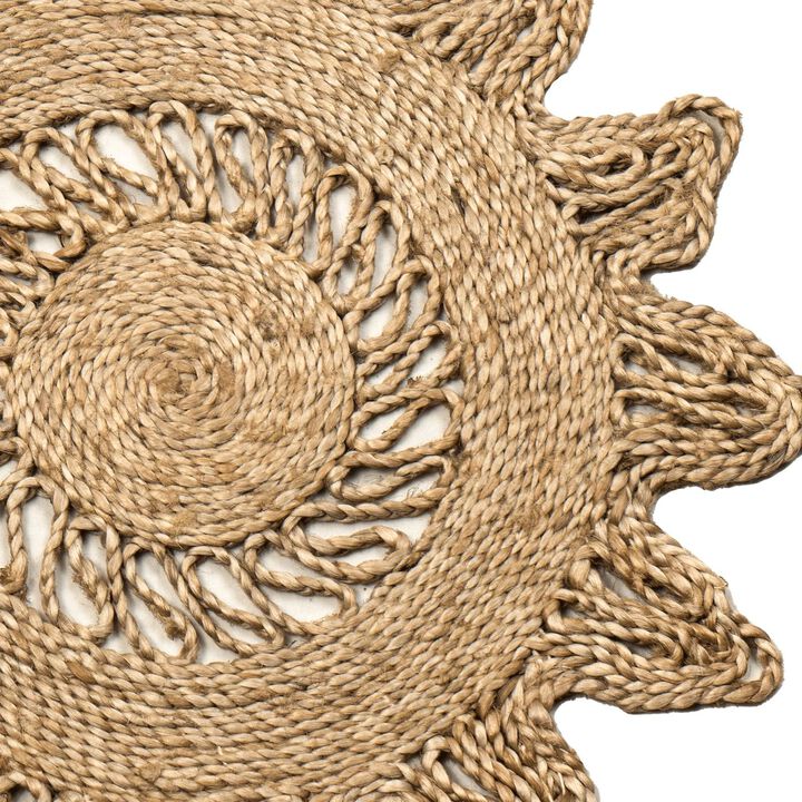 Plain Handwoven Floral Shaped Jute Lace Mat (Large)
