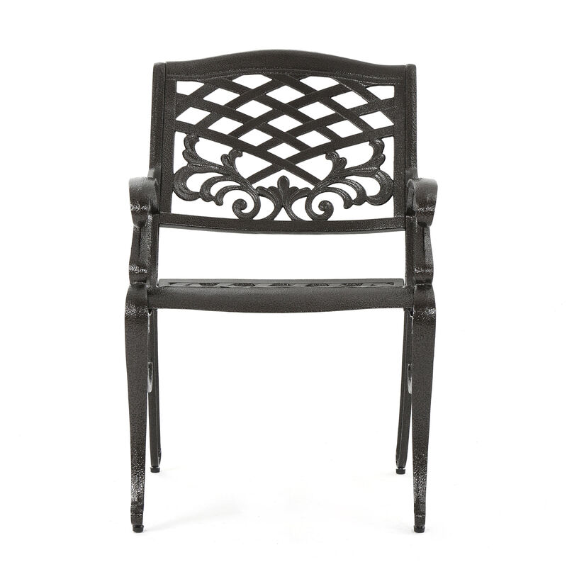 Elegant Traditional Dining Chairs with Aluminum Frame and Floral Accents