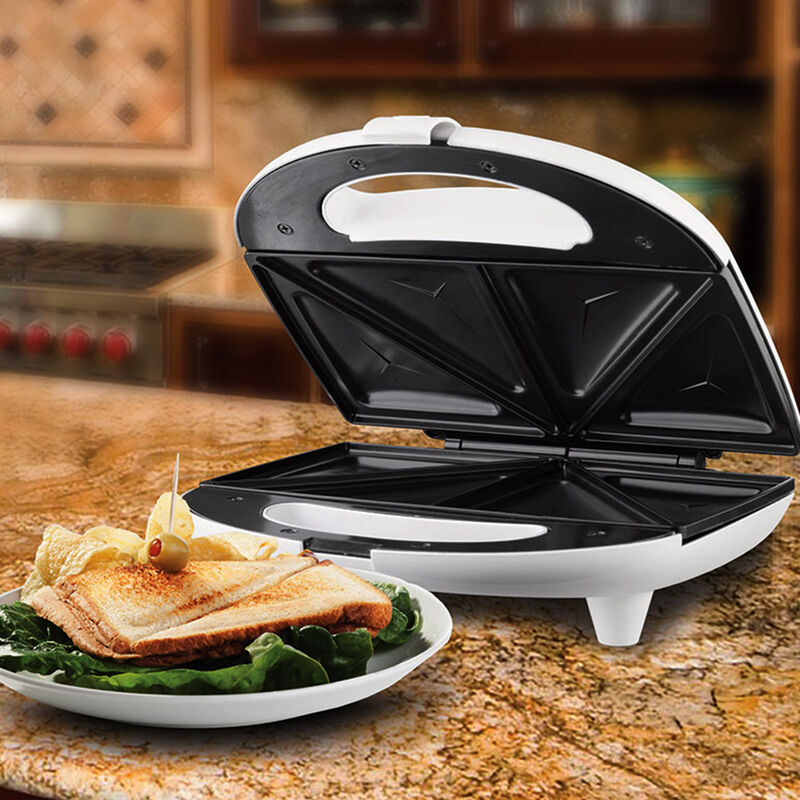 Brentwood Non Stick Compact Dual Sandwich Maker in White