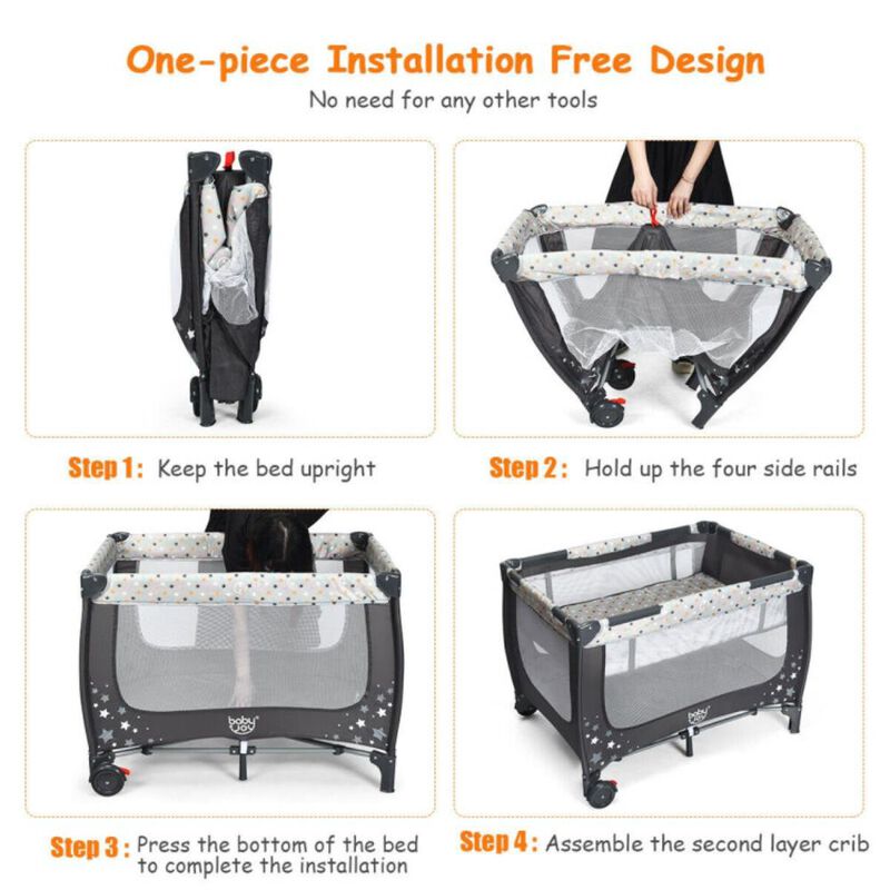 Hivvago Portable Baby Playpen with Mattress Foldable Design