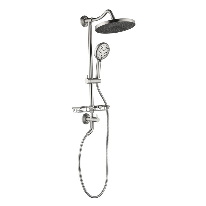 Matte Black Shower System: Rain Showerhead, Hand Shower, Slide Bar, Soap Dish