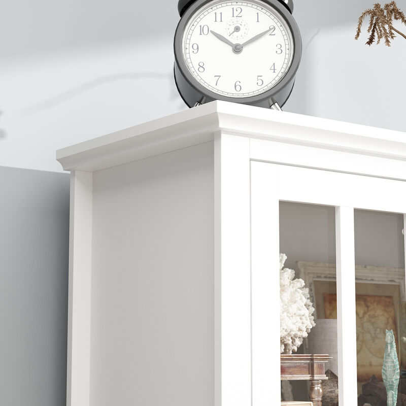 White Wooden Sideboard, Storage Cabinet, with 3 Shelves, 2 Doors and 1 Drawer, for Kitchen and Living room