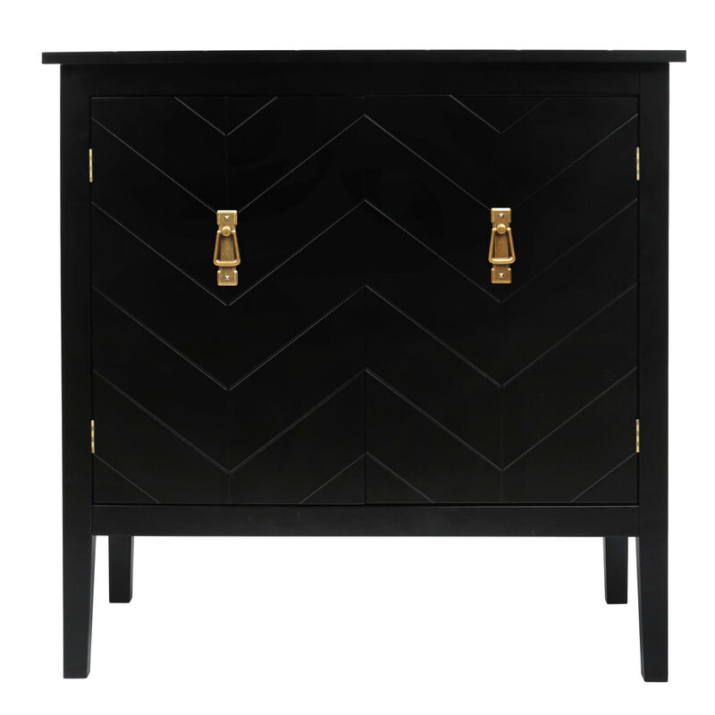 Vintage Black Wood 2-Door Cabinets