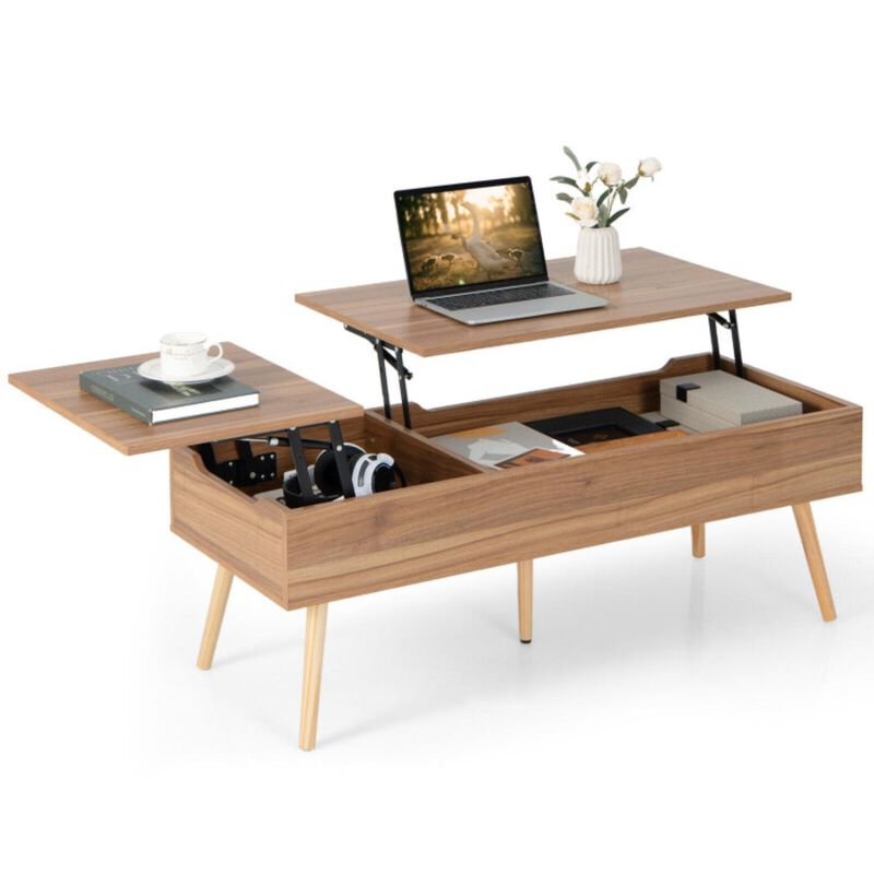 Hivvago 47 Inch Lift Top Coffee Table with 2 Hidden Compartments-Brown