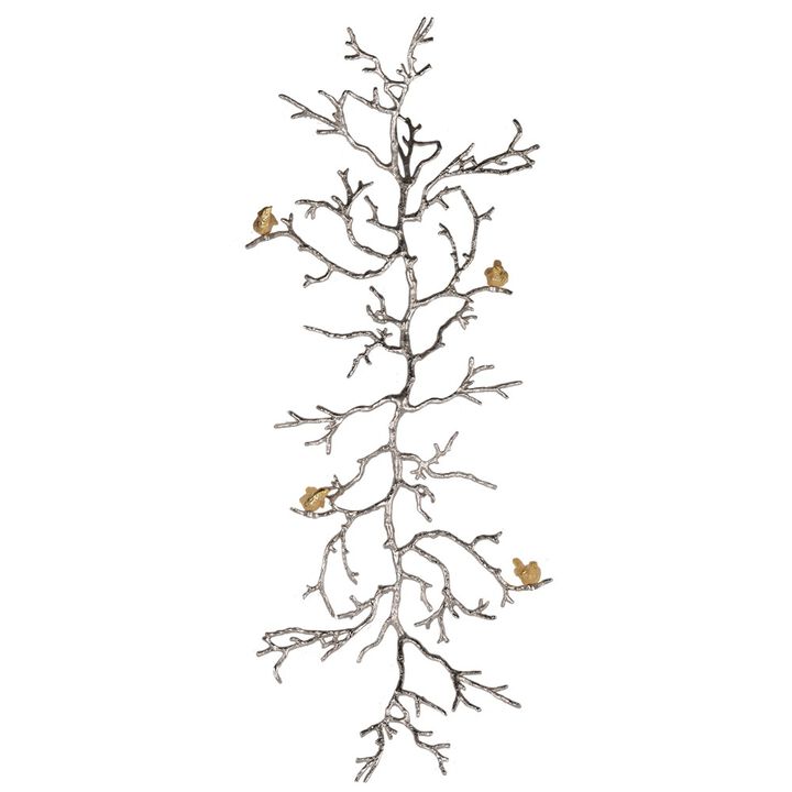 Aluminum Branch Wall Sculpture ,Silver-Benzara