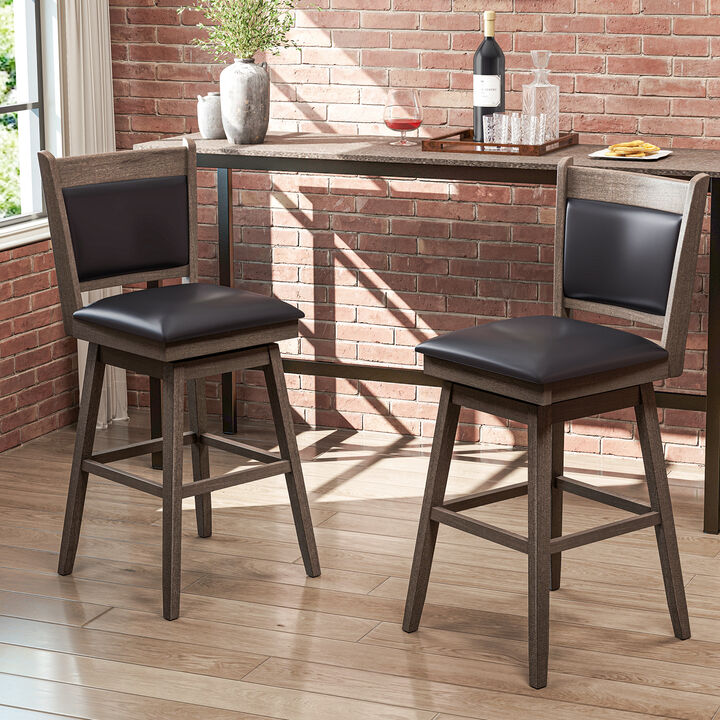 Padded Bar Stools Set of 2 with Swivel Seat and Footrest
