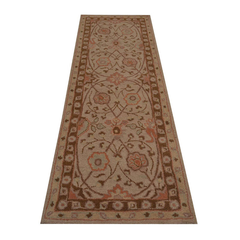 RUGSOTIC CARPETS HAND TUFTED WOOL ECO-FRIENDLY AREA RUGS  - 2'6"x8', Runner Shape, Cream, Classic Oriental Traditional  Design, High Pile Handmade Area Rugs for Living Room, Bed Room (K05202)