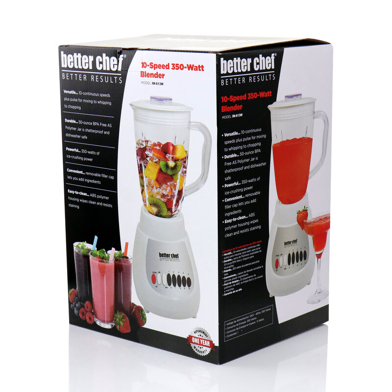 Better Chef 10 Speed 350 Watt Plastic Jar Blender in White