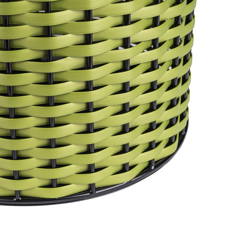 Cecil Modern Faux Wicker Cylinder Waste Basket