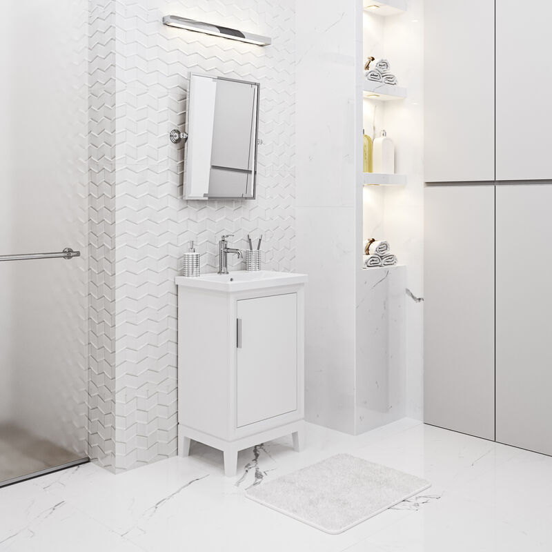 Elsa 20 In. Integrated Ceramic Sink Top Bath Vanity in Pure White