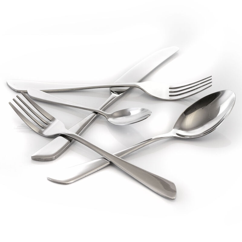MegaChef Gibbous 20 Piece Flatware Utensil Set, Stainless Steel Silverware Metal Service for 4 in Silver