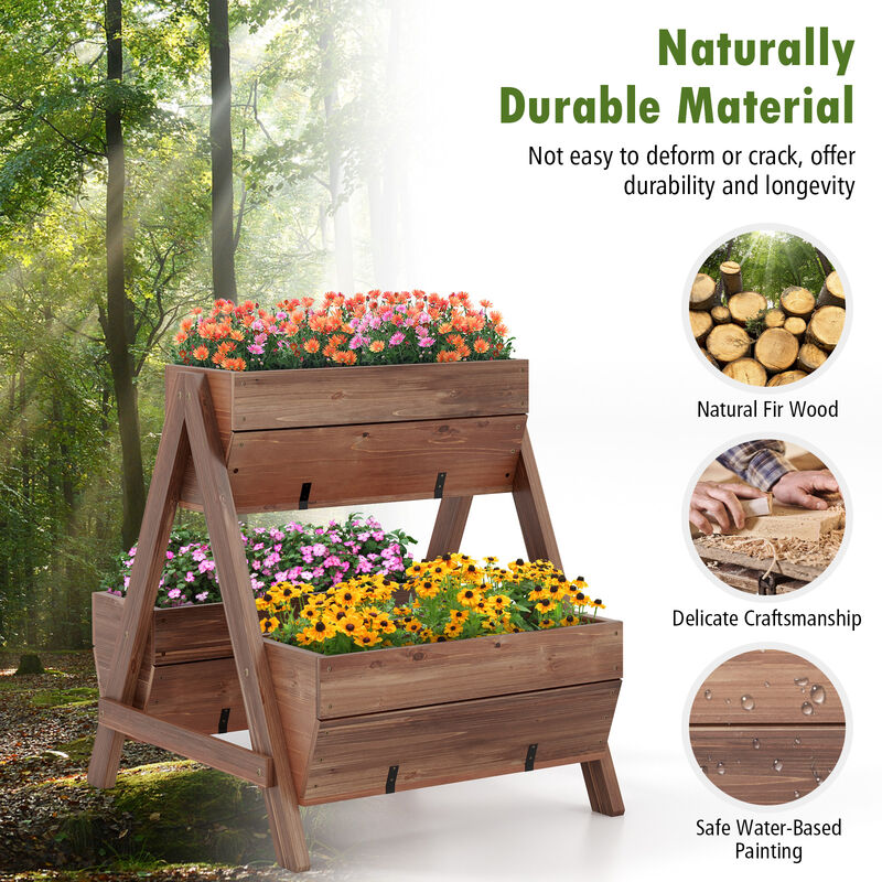 Vertical Raised Garden bed with 3 Wooden Planter Boxes