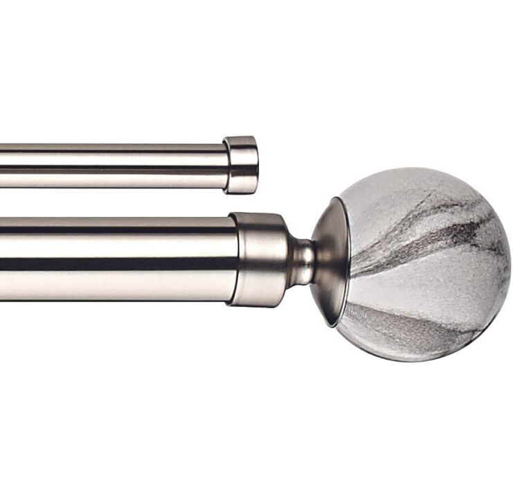 Linen Avenue Grey Stone Double Window Curtain Rod Set, 48 to 86-Inch, Brushed Nickel