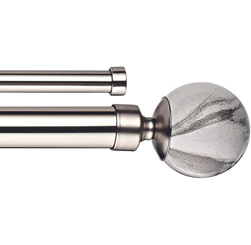 Linen Avenue Grey Stone Double Window Curtain Rod Set, 48 to 86-Inch, Brushed Nickel