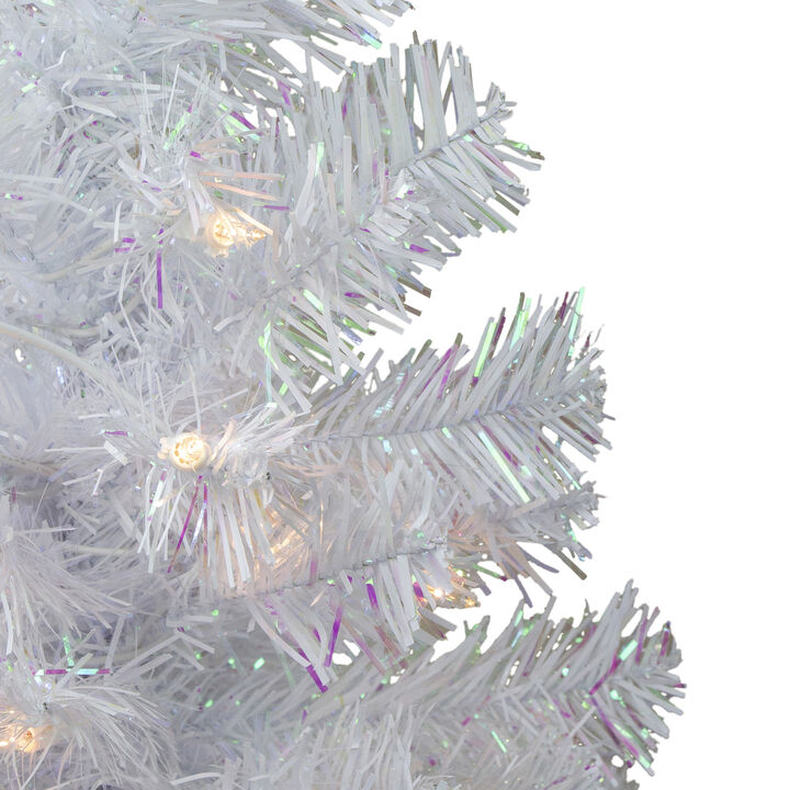 2' Pre-lit White Iridescent Pine Artificial Christmas Tree - Clear Lights