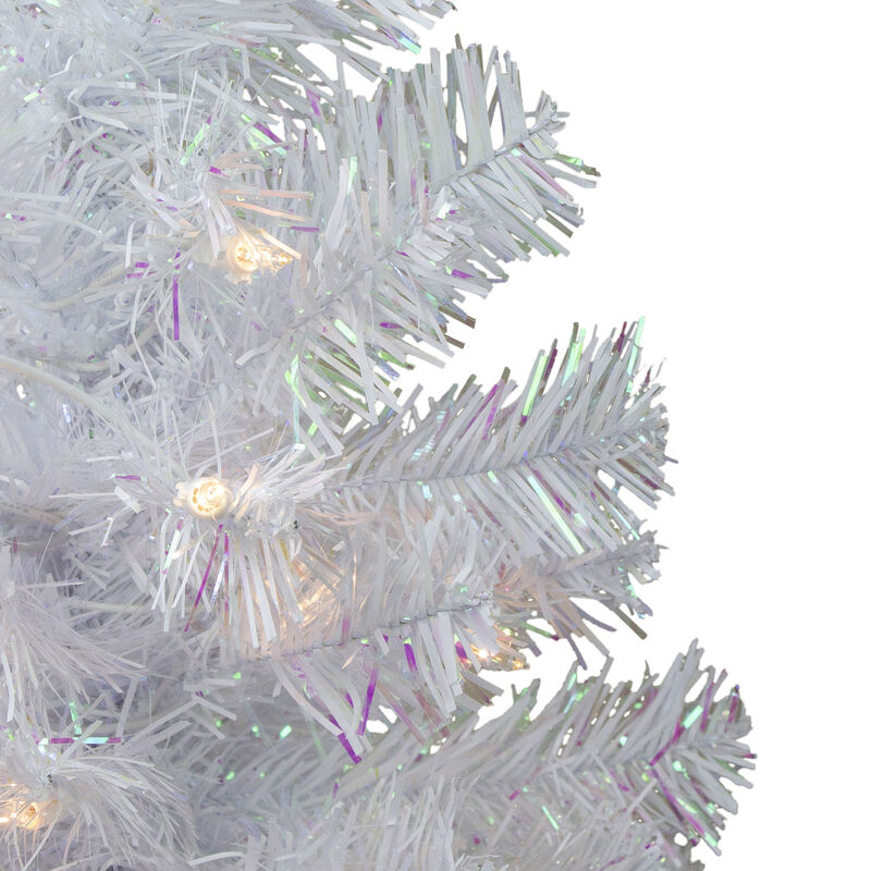 2' Pre-lit White Iridescent Pine Artificial Christmas Tree - Clear Lights