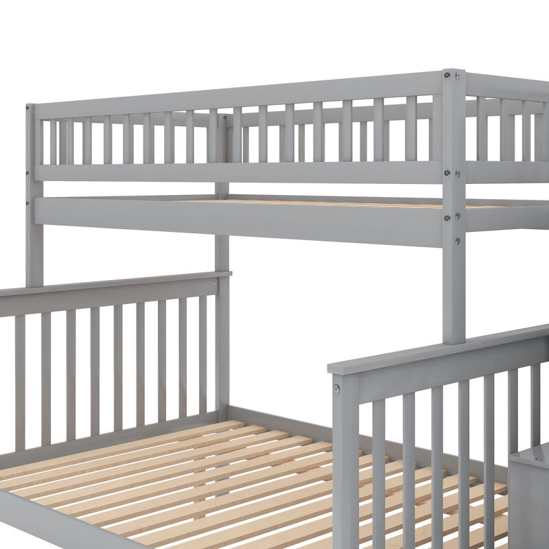 Twin Over Full Stairway Bunk Bed With Storage